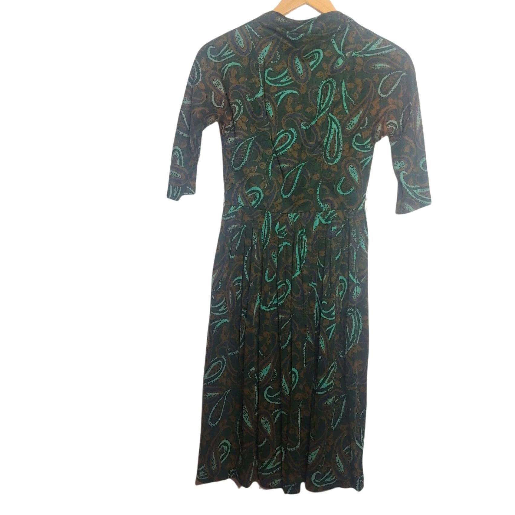 Sears Kerrybrook Sears Roebuck Dress Green Paisley Long Sleeve Size 14 Size 4XL / US 24-26 - 2 Thumbnail