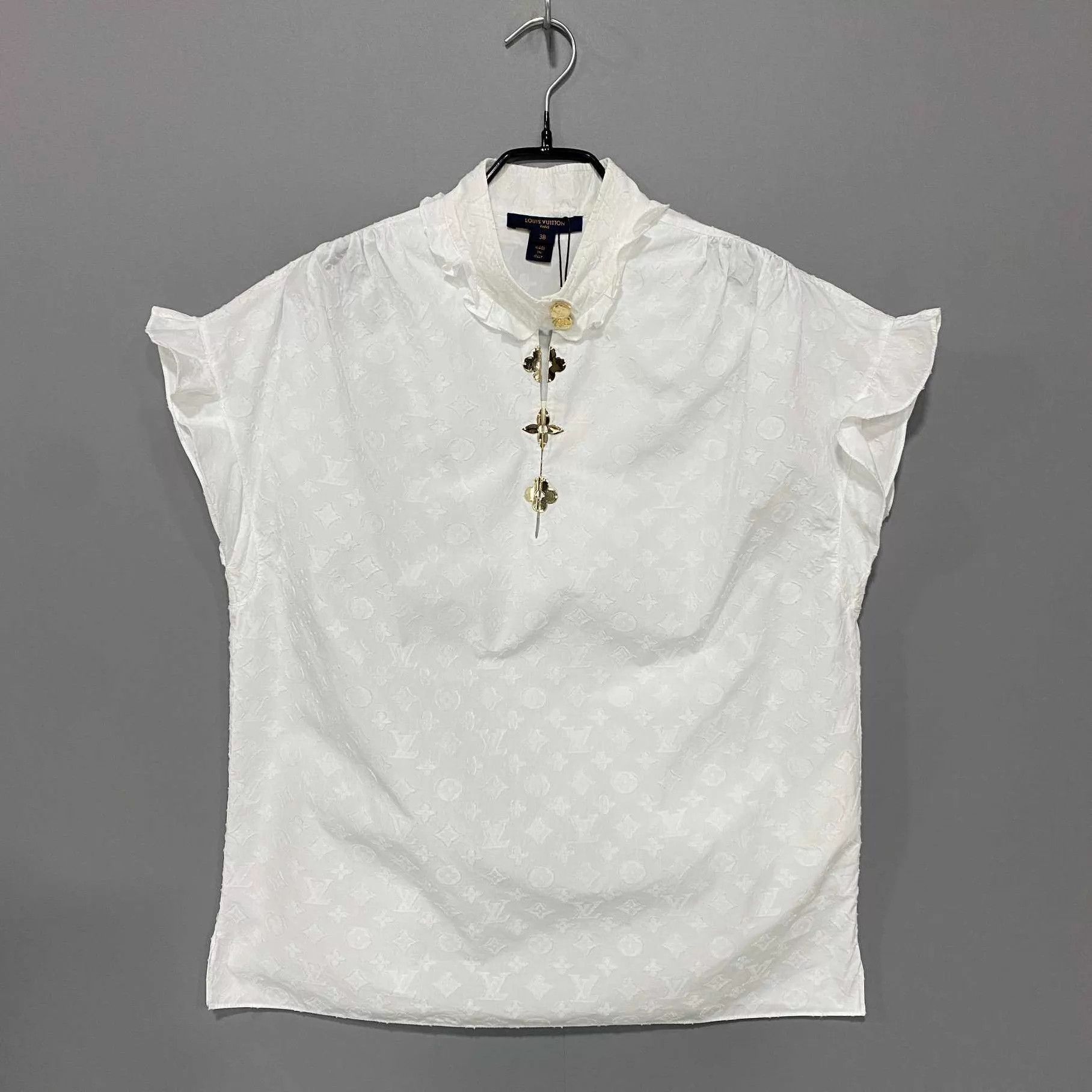 Louis Vuitton LV metallic tri-flower embossed sleeveless shirt 38 Size S / US 4 / IT 40 - 1 Thumbnail