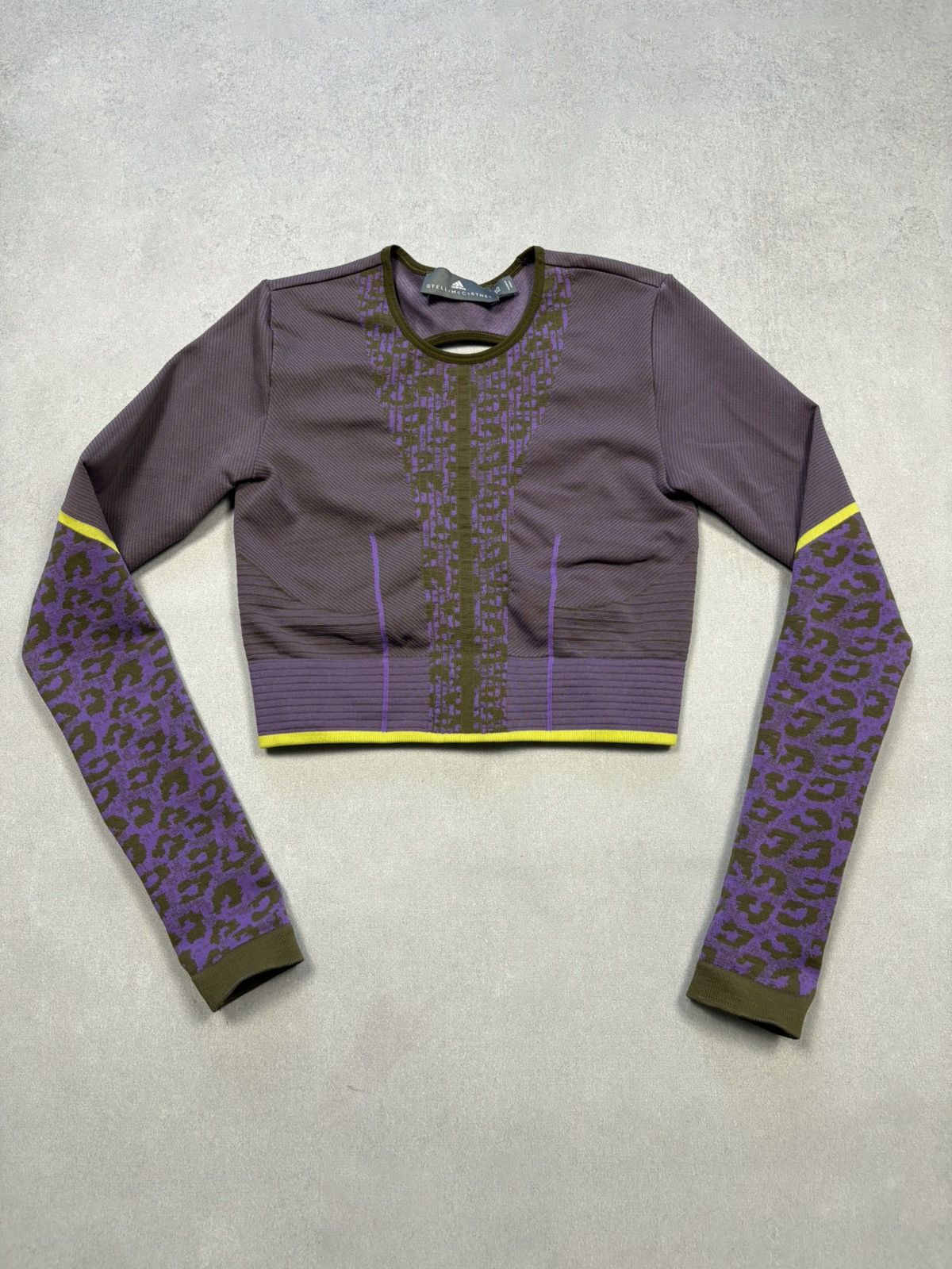 Adidas × Stella McCartney Adidas by Stella McCartney Purple Cheetah Seamless Crop Top Size XS / US 0-2 / IT 36-38 - 1 Thumbnail