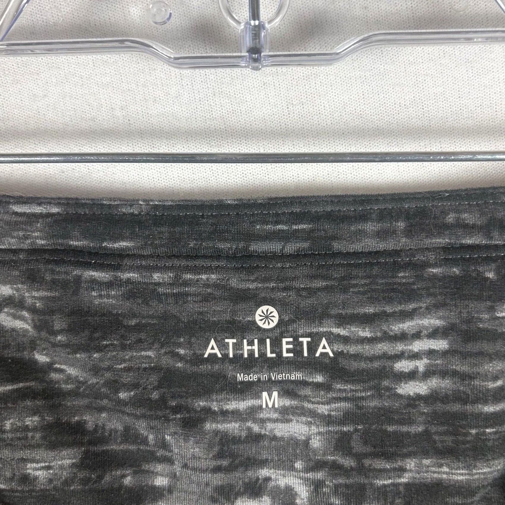 Athleta Athleta Capri Leggings Womens Medium Gray Striped Drawstring Activewear Size 32" / US 10 / IT 46 - 2 Thumbnail