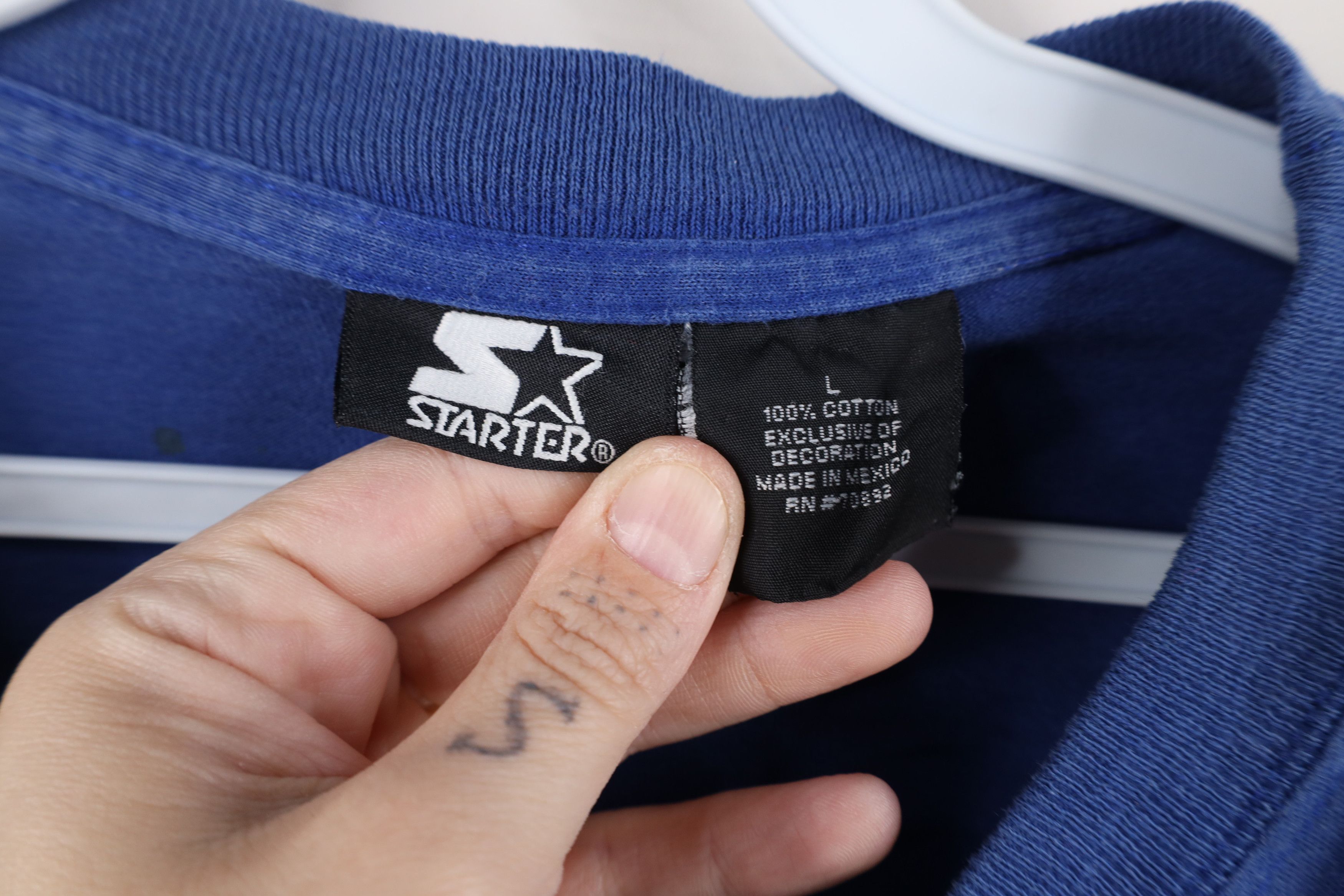 Starter Vintage 90s Starter Spell Long Sleeve T-Shirt Blue Cotton Size US L / EU 52-54 / 3 - 9 Thumbnail