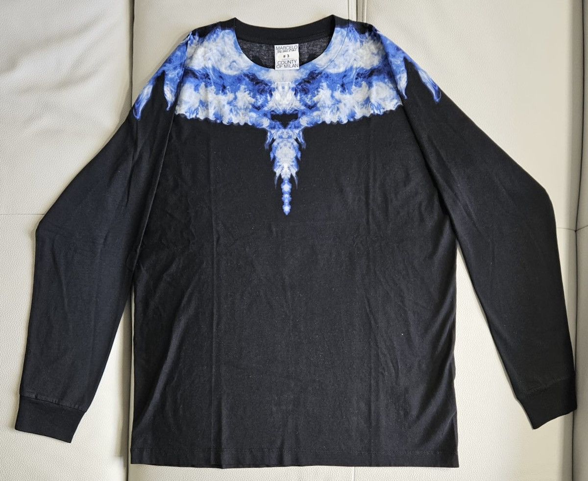Marcelo Burlon Marcelo Burlon Blue Wing Long Sleeve Crew Neck Size US M / EU 48-50 / 2 - 1 Thumbnail
