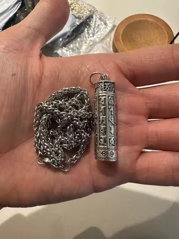Jewelry Silver Prayer Cylinder Necklace Size ONE SIZE - 6 Thumbnail