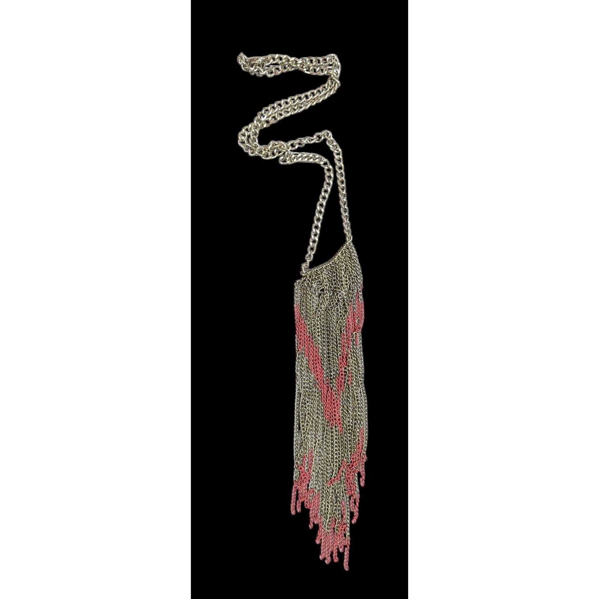 Other Bohemian Fringe Chain Necklace Red And Silver Tone Size ONE SIZE - 1 Thumbnail