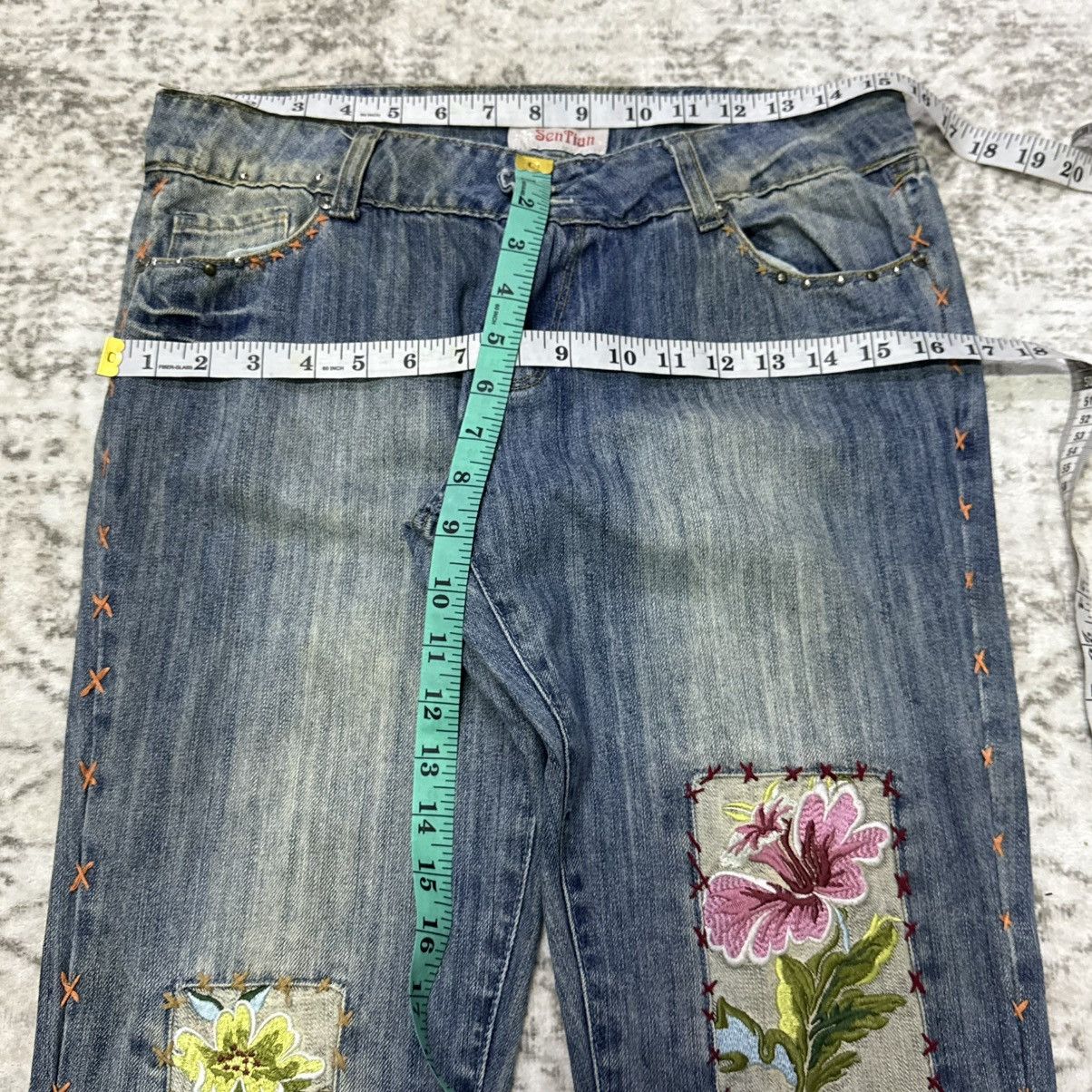 Kapital Vintage Japanese Brand Patch Work Embroidery Flared Jeans Size 30" / US 8 / IT 44 - 5 Thumbnail