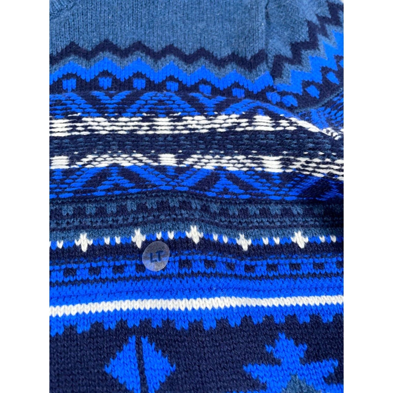 American Eagle Outfitters AMERICAN EAGLE OUTLETTERS Geometric Pattern Sweater Big & Tall LT Dark Blue Chunky Knit Pullover Mens 90s Retro Size US L / EU 52-54 / 3 - 5 Thumbnail