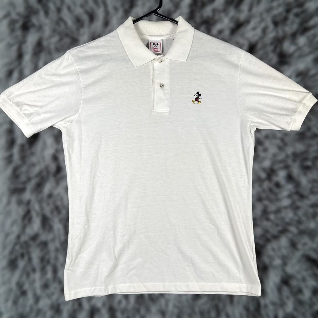 Disney VINTAGE Disney Wear Polo Shirt Mens Large White Mickey Mouse Embroidered USA 90s Size US L / EU 52-54 / 3 - 1 Thumbnail