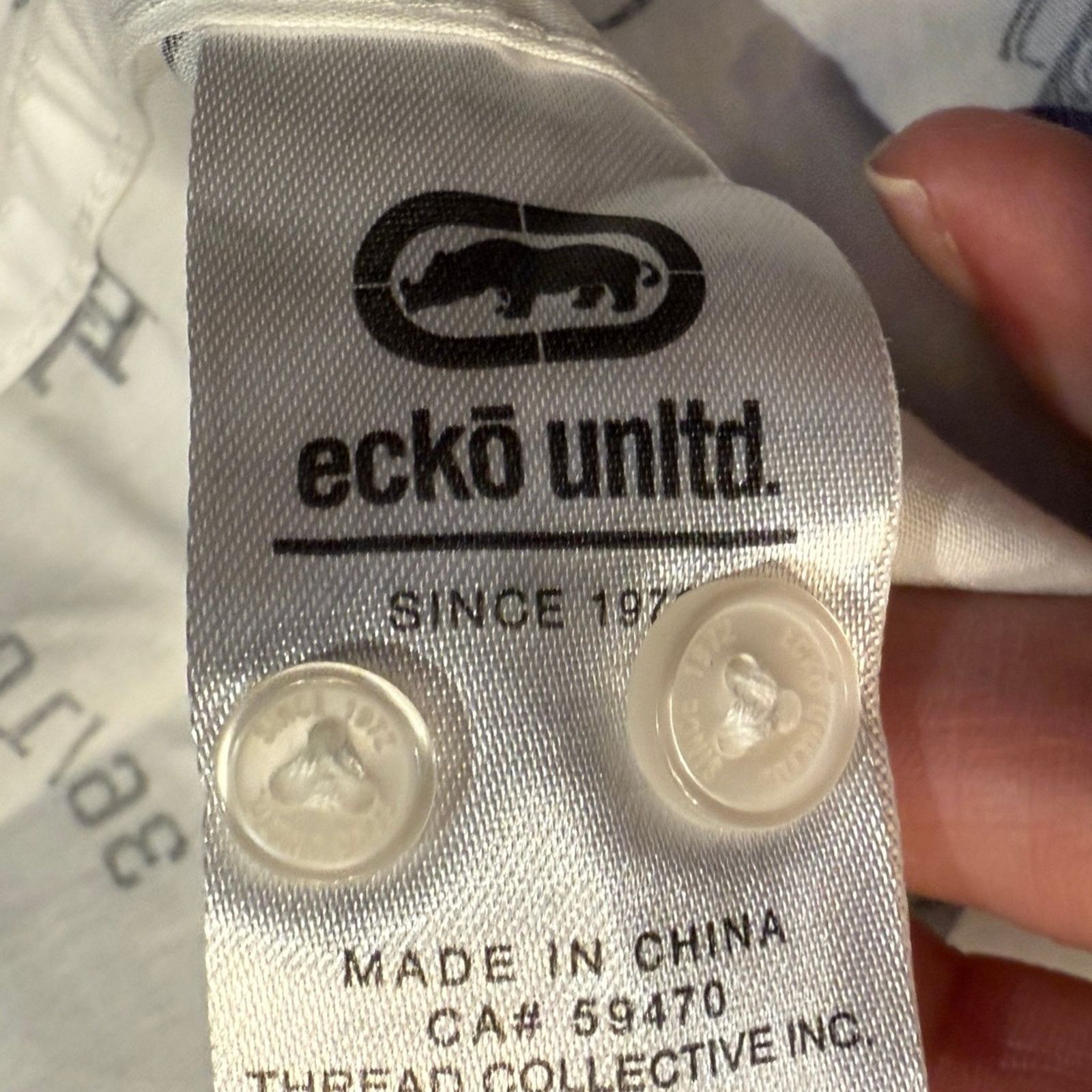Ecko Unltd. Ecko Men’s Medium White & Black Short Sleeve Button Up Shirt Size US M / EU 48-50 / 2 - 6 Thumbnail