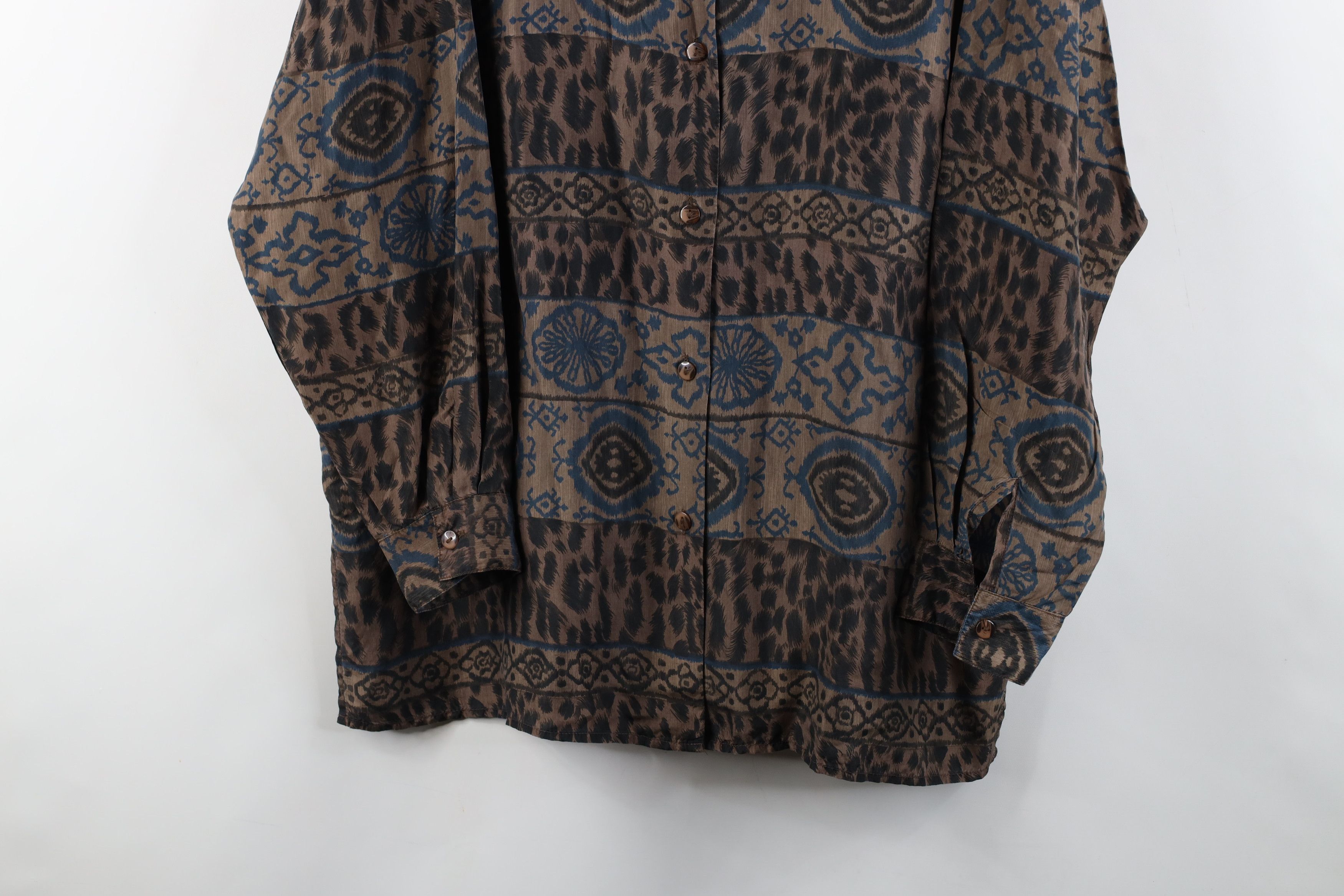 Vintage Vintage 90s Streetwear Geometric Looped Collar Button Shirt Size L / US 10 / IT 46 - 3 Thumbnail