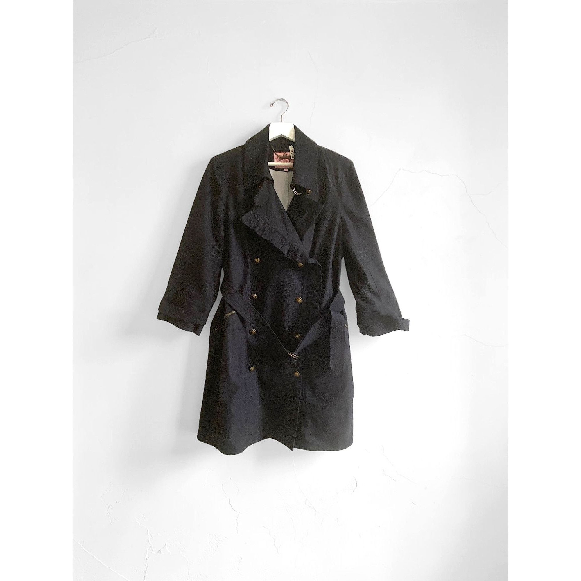 Juicy Couture Juicy Couture Ruffle Trench Coat XL Navy Belted Y2K Rare Size XL / US 12-14 / IT 48-50 - 1 Thumbnail