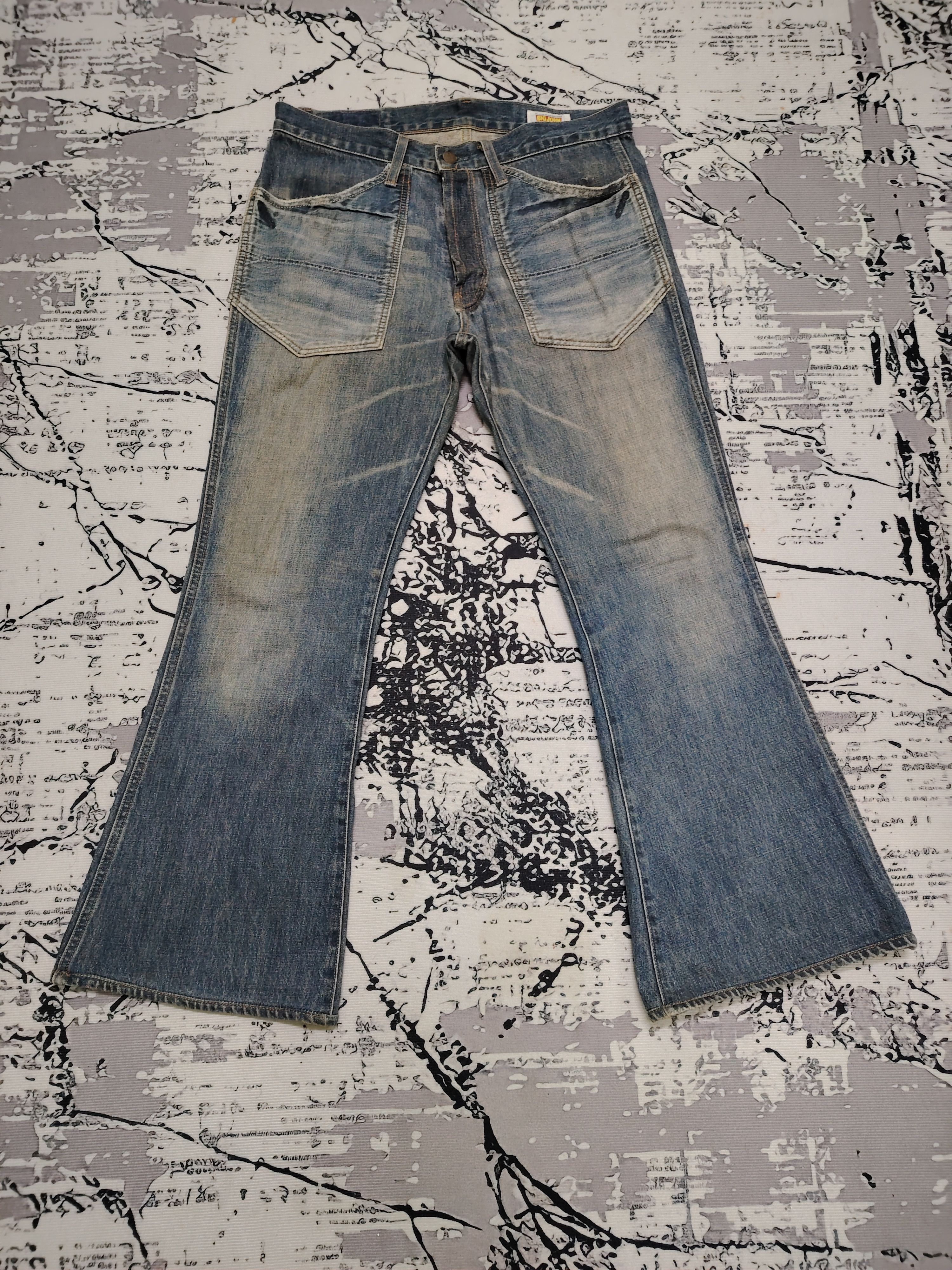 Big John VINTAGE 80s BIG JOHN FLARED BELL BOTTOM JEANS Size 34" / US 12 / IT 48 - 1 Thumbnail