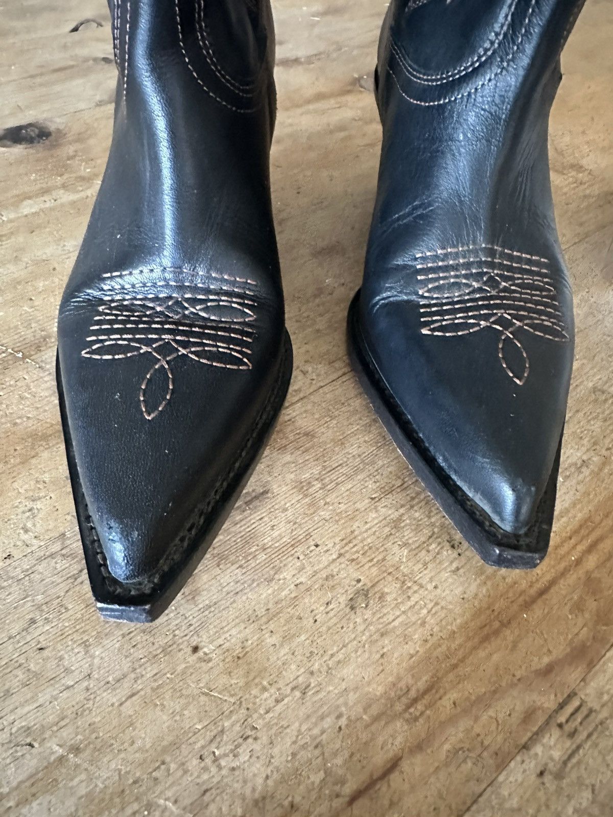 Paris Texas Rosalia Embroider Black leather cowboy boot Size US 6 / IT 36 - 4 Thumbnail