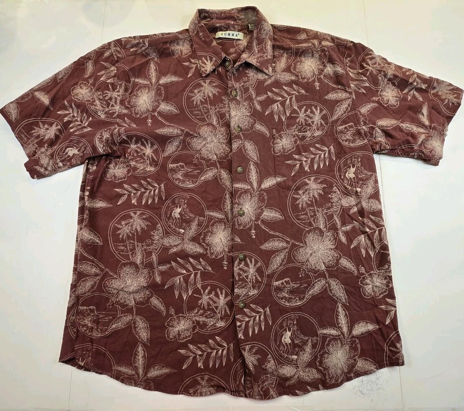 Summit Clothing Vintage Summa SILK Hawaiian Shirt Men's Size XL Red Floral Size US XL / EU 56 / 4 - 1 Thumbnail