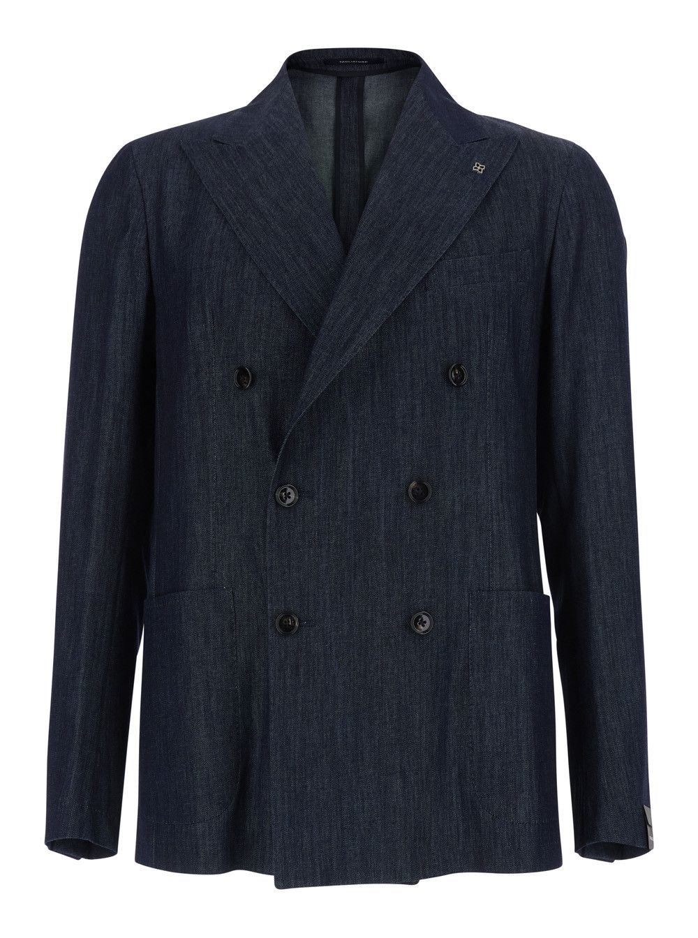 Tagliatore Blue Double-breasted Jacket with Peak Revers in Denim for Men Size US XL / EU 56 / 4 - 1 Thumbnail