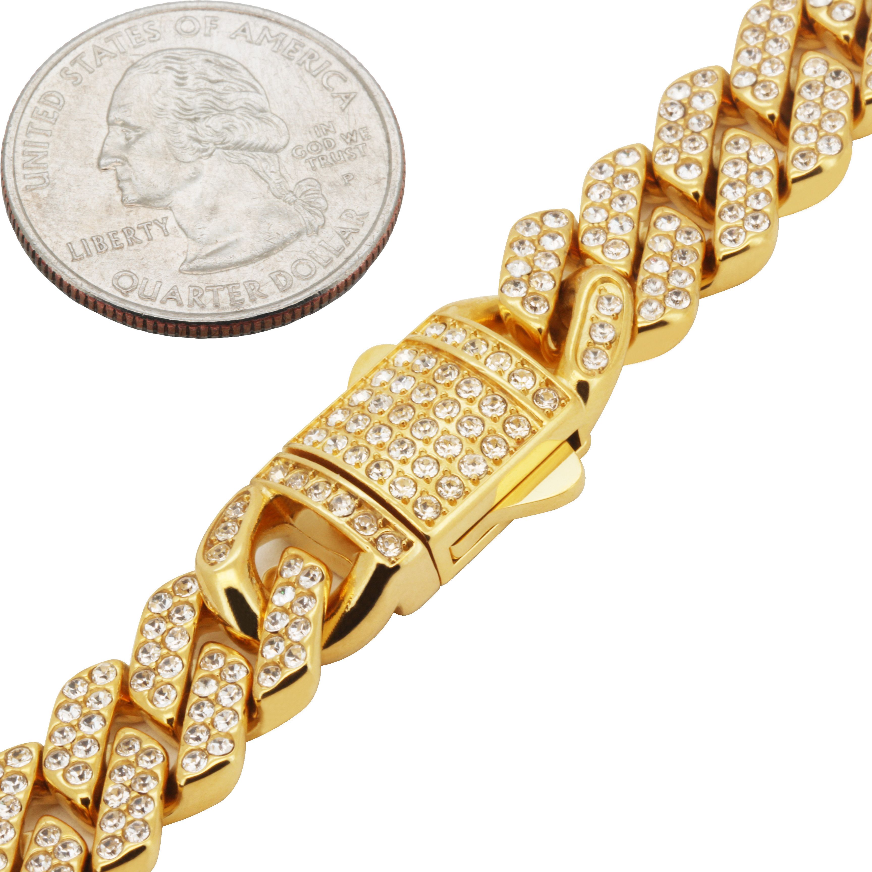 Other 316L SS 18k GP AAA CZ 13mm Cuban Link Chain Necklace 22” Size ONE SIZE - 2 Thumbnail