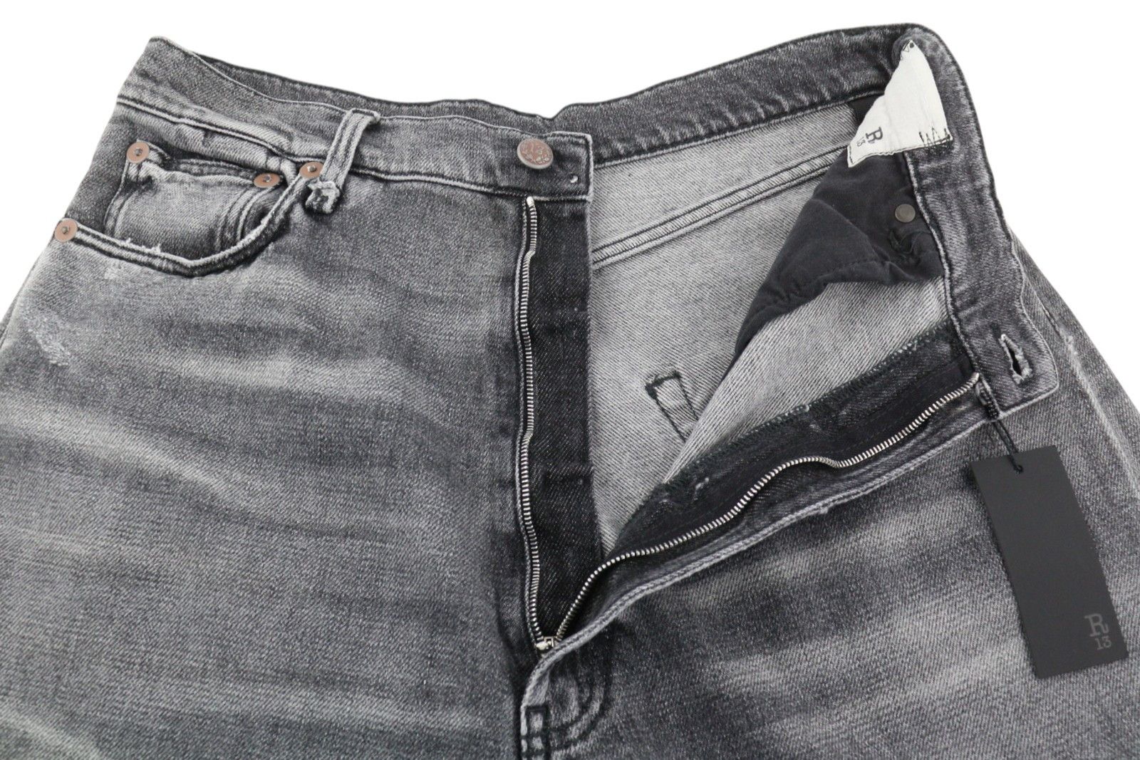 R13 JENNIE TAPERED 27 Vintage Grey Washed Ripped 85806 Size 27" / US 4 / IT 40 - 4 Thumbnail