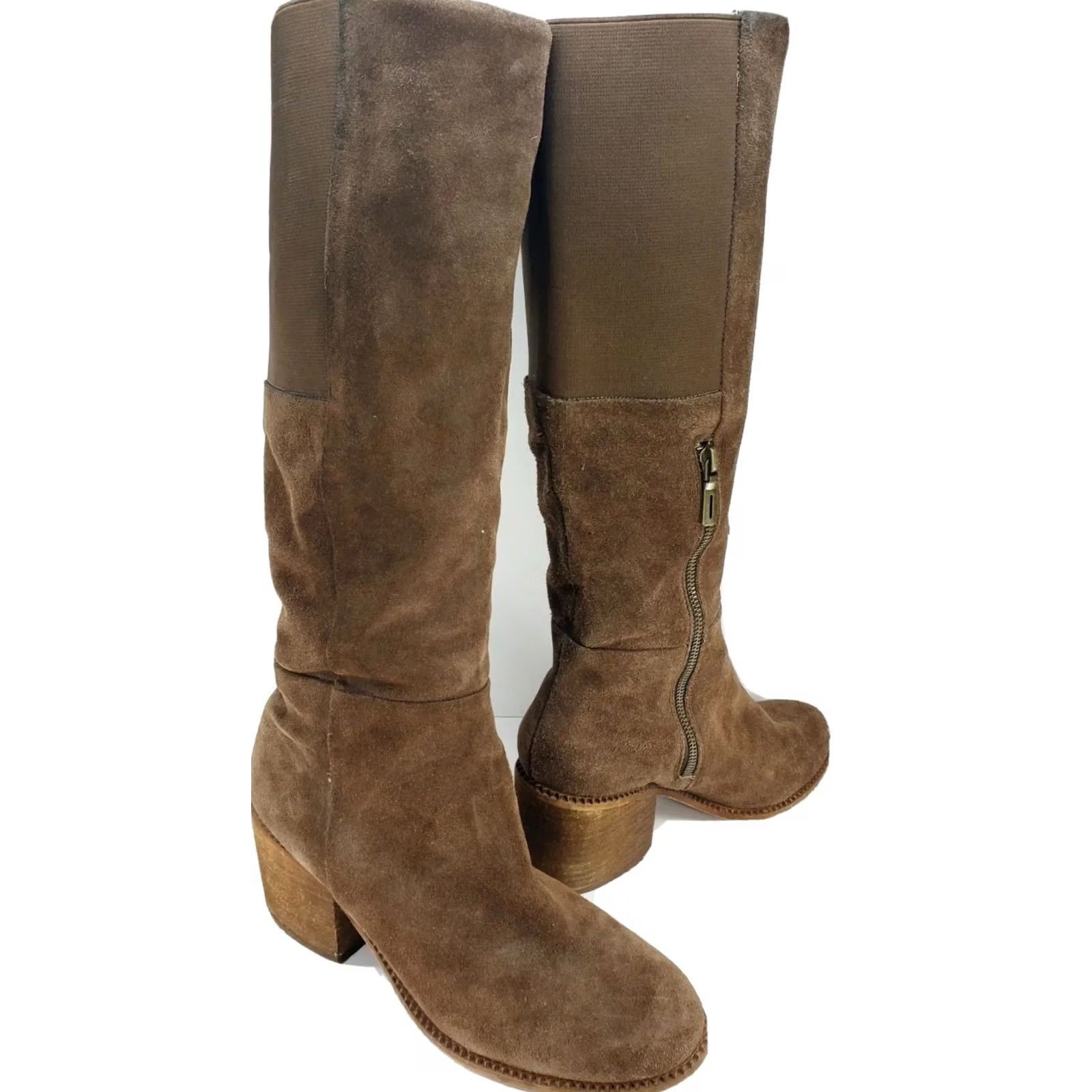 Splendid VINTAGE Splendid Kassie Boots Brown Suede Tall Knee Zip Womens 8.5M Size US 9 / IT 39 - 2 Thumbnail