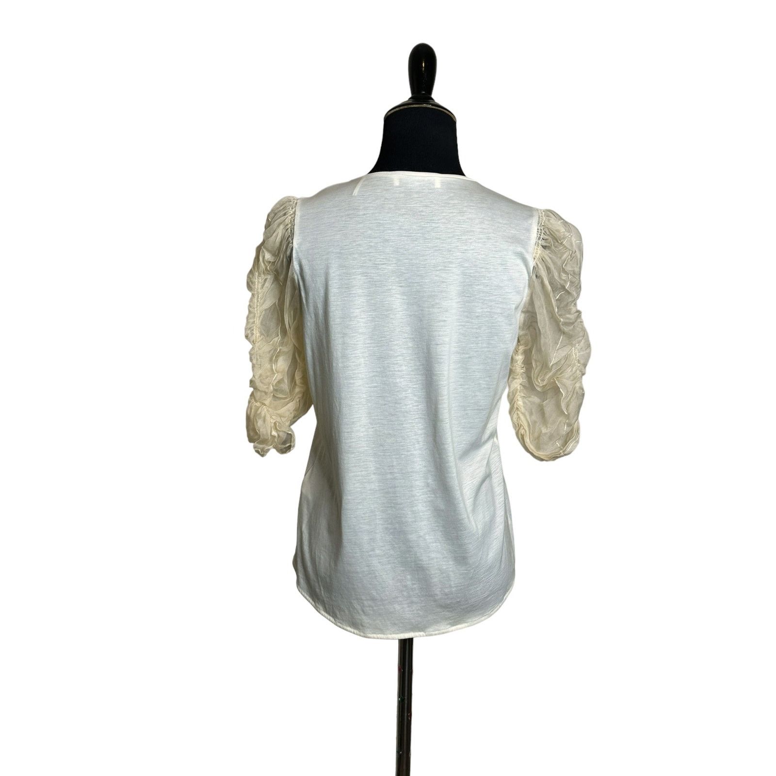 Sandro Sandro cream sheer puff chiffon sleeve blouse top size 2 Size XS / US 0-2 / IT 36-38 - 15 Thumbnail