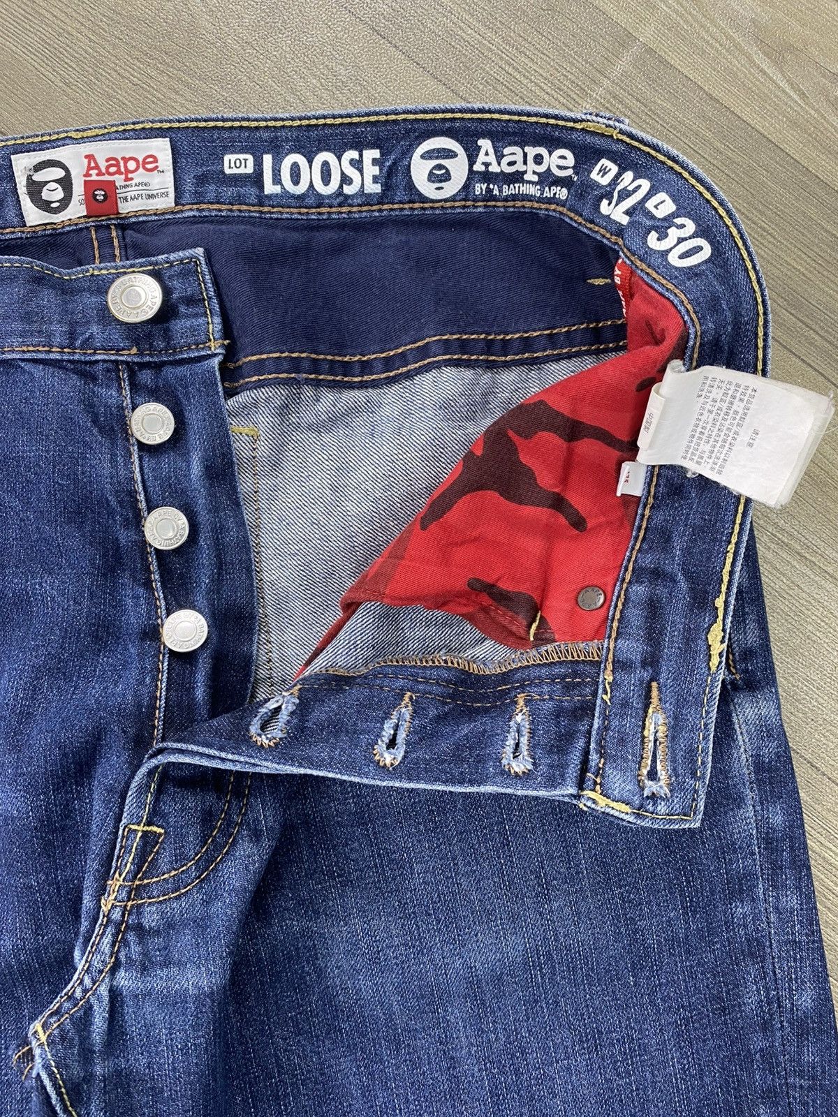 Aape Vintage Aape By A Bathing Ape Bape Embroidery Selvedge Denim Size US 32 / EU 48 - 14 Thumbnail