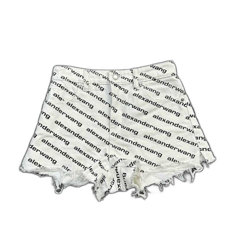 Alexander Wang Alexander Wang White Logo Print Shorts Size 24" / US 00 / IT 34 - 1 Thumbnail