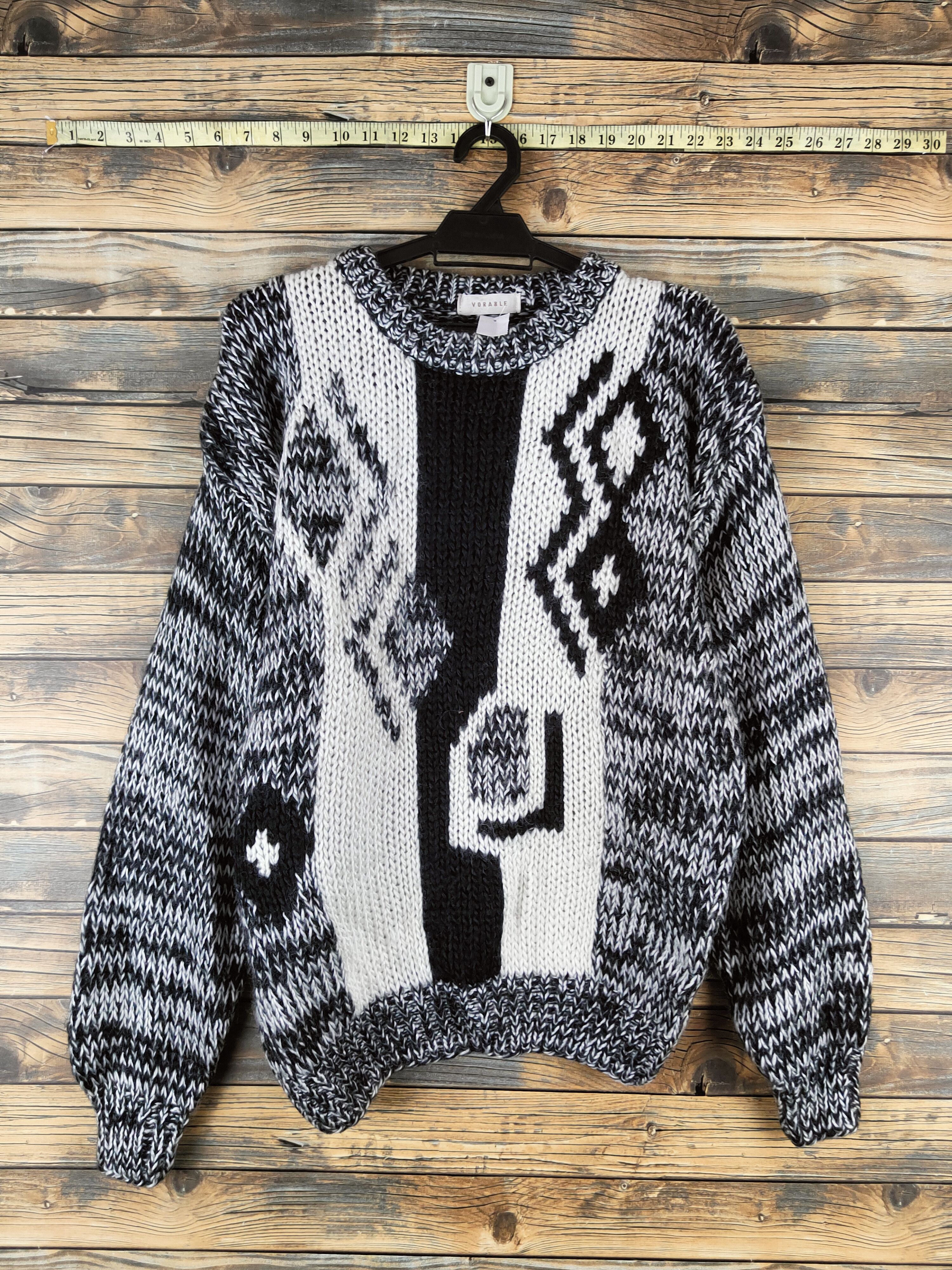 Japanese Brand DL Vorable Black White Knitwear Sweatshirts #46-154 Size US M / EU 48-50 / 2 - 1 Thumbnail