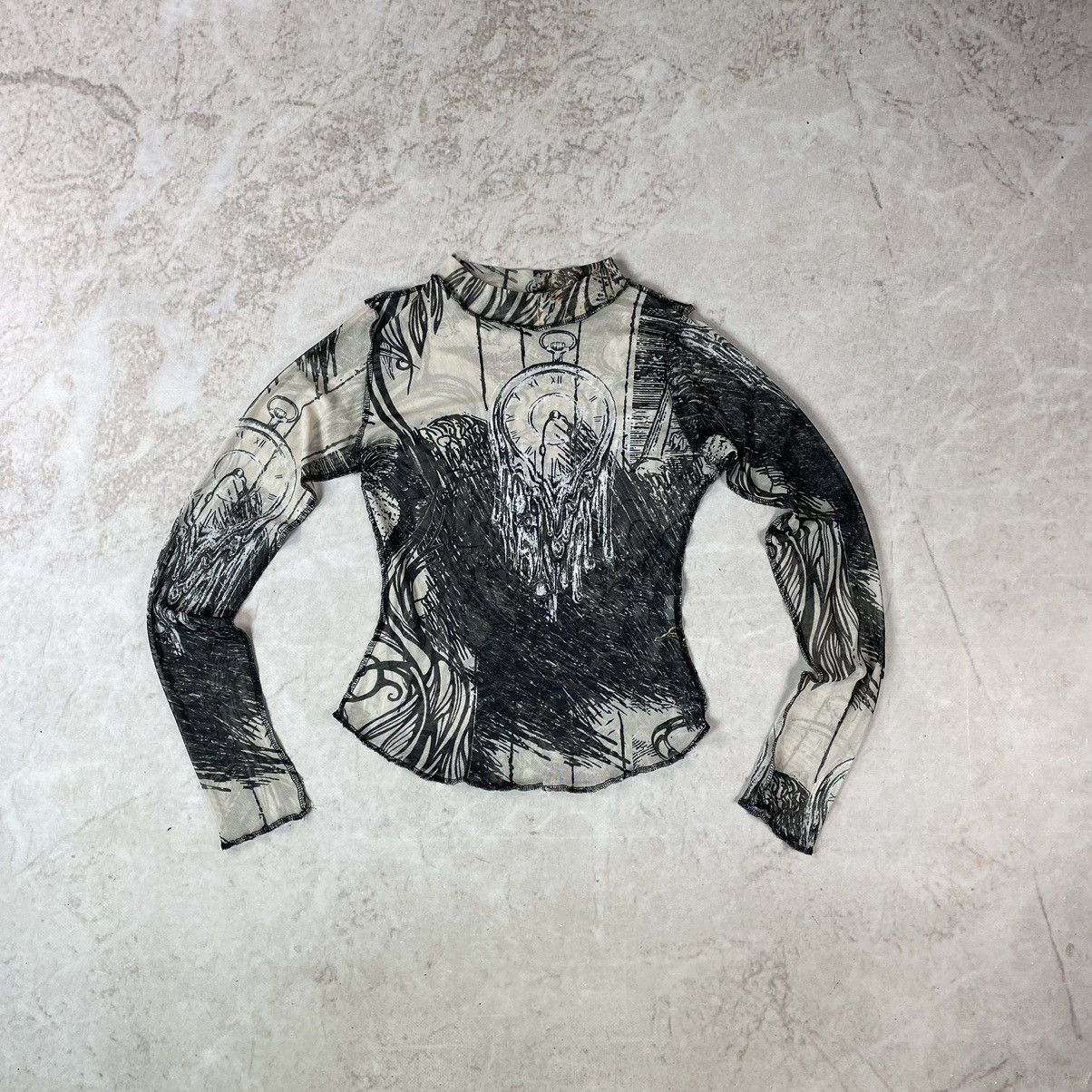 If Six Was Nine Unbranded Y2K Jean Paul Gaultier Style Mesh Blouse Size S / US 4 / IT 40 - 1 Thumbnail