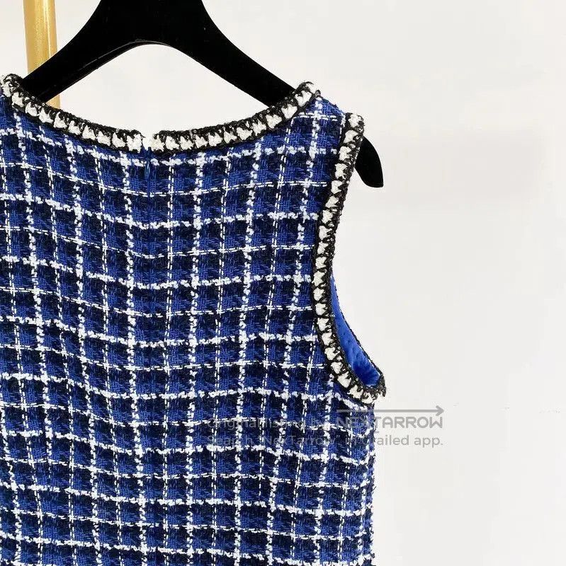 Chanel Chanel Sleeveless Blue Tweed Dress S Size . Size S / US 4 / IT 40 - 5 Thumbnail