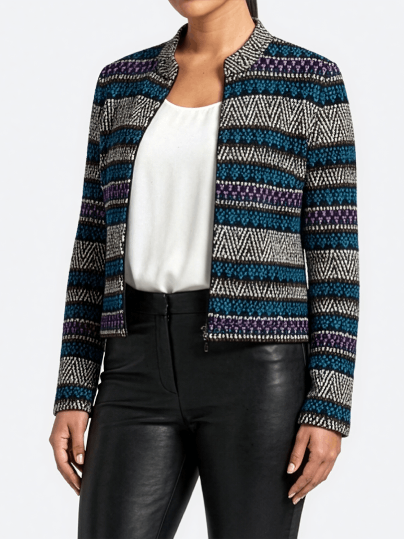 St. John St. John Knit Blazer Geometric Multicolor Silk Zip Jacket Size M / US 6-8 / IT 42-44 - 1 Thumbnail