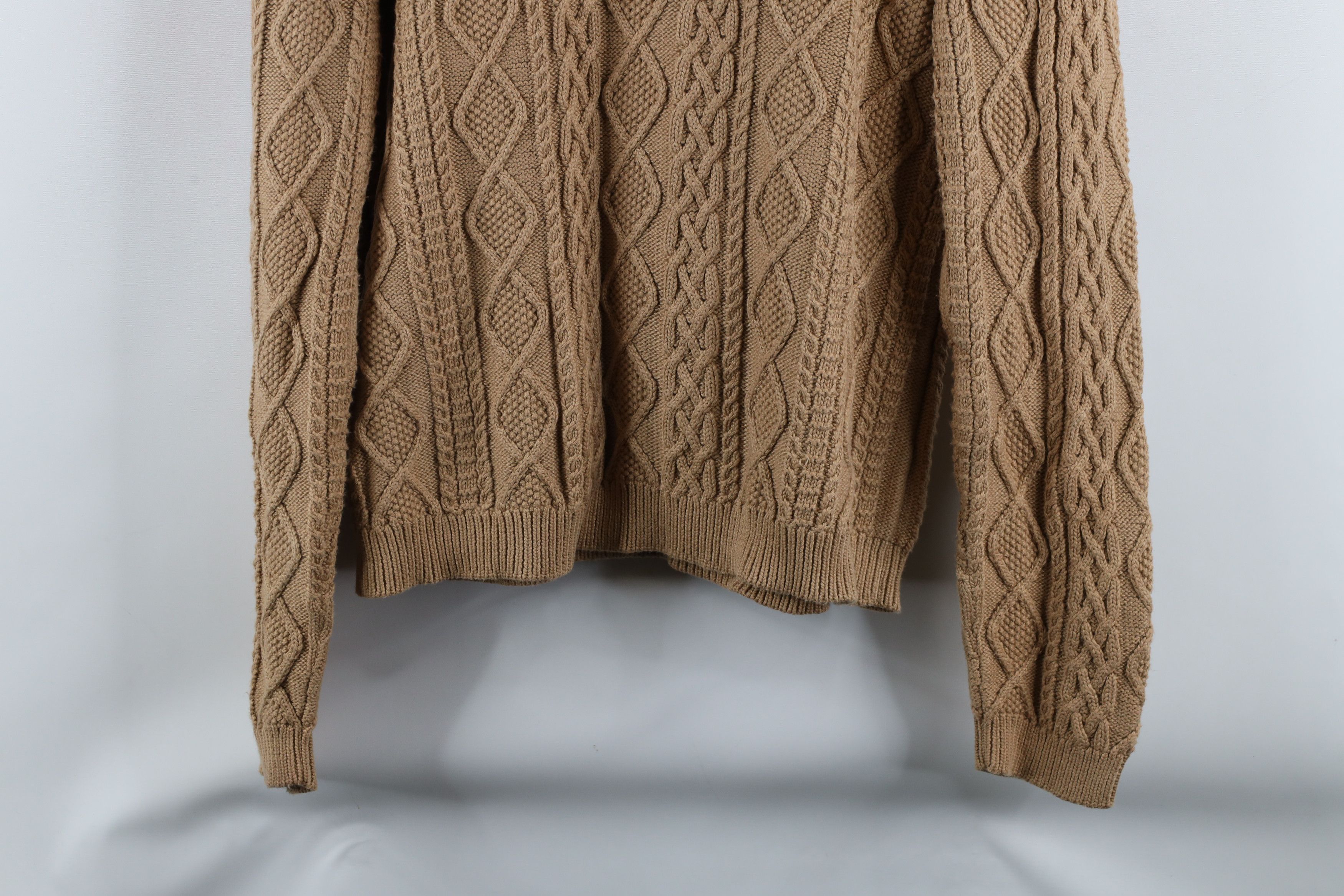 Ralph Lauren × Vintage Vintage 90s Ralph Lauren Fisherman Cable Knit Sweater Brown Size XL / US 12-14 / IT 48-50 - 9 Thumbnail
