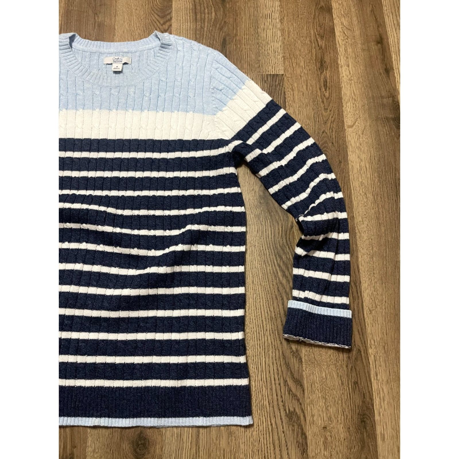 Croft & Barrow Croft & Barrow Sweater Women’s Size M Blue White Striped Pullover Crew Neck Long Sleeve Casual Size M / US 6-8 / IT 42-44 - 4 Thumbnail