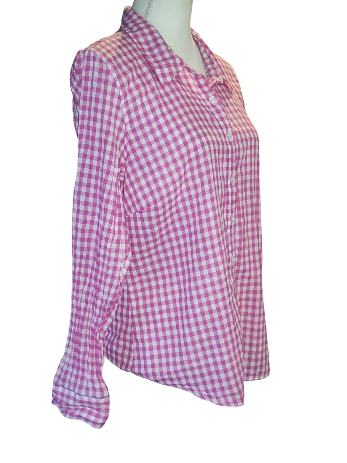 Designer Crown & Ivy Women's Pink and White Gingham Button-Down Shirt Size L / US 10 / IT 46 - 4 Thumbnail