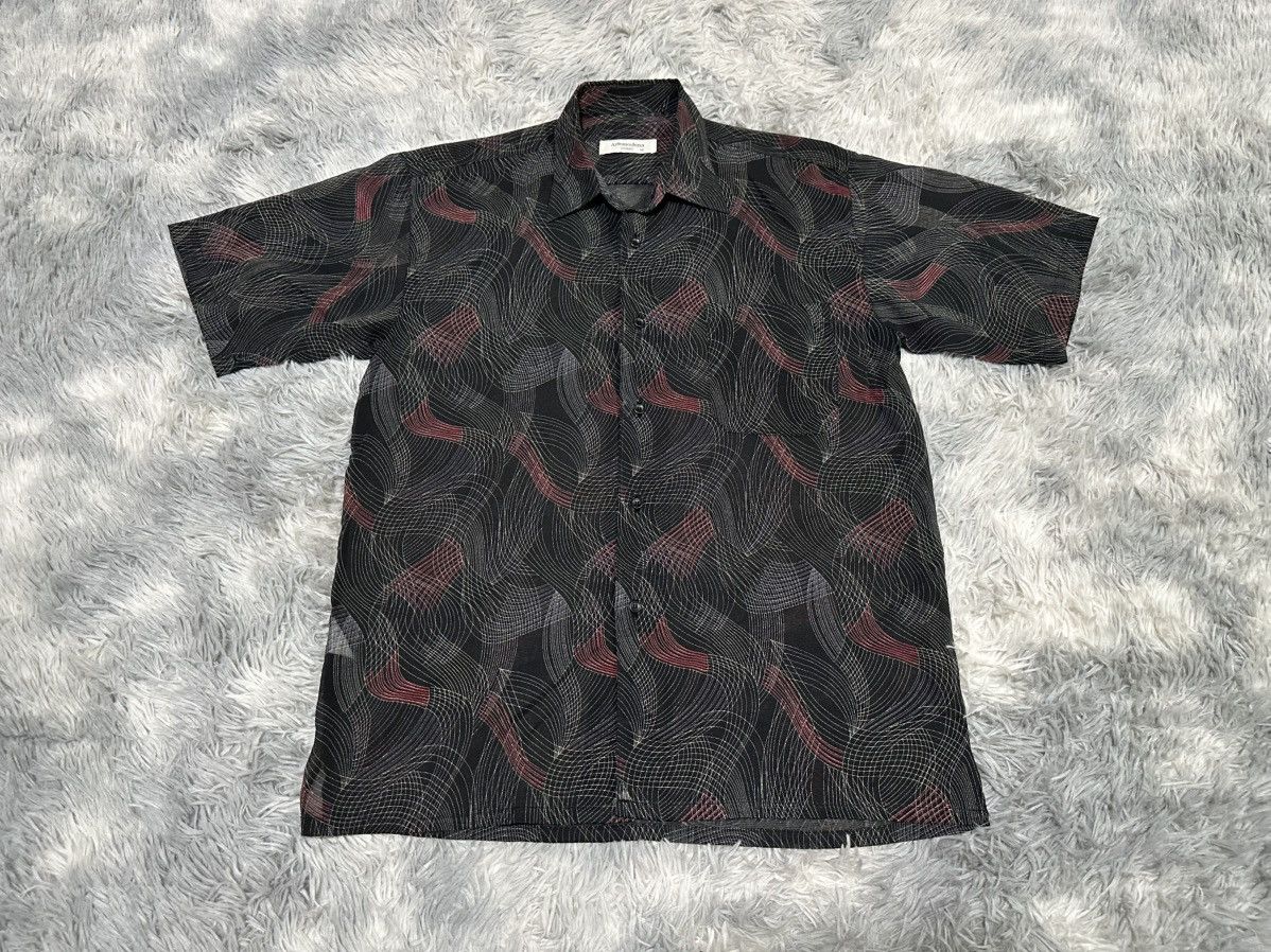 Japanese Brand 🔥80s Artemodena Uomo Distorted Line Illusion Wave Shirt Ss Size US M / EU 48-50 / 2 - 2 Thumbnail