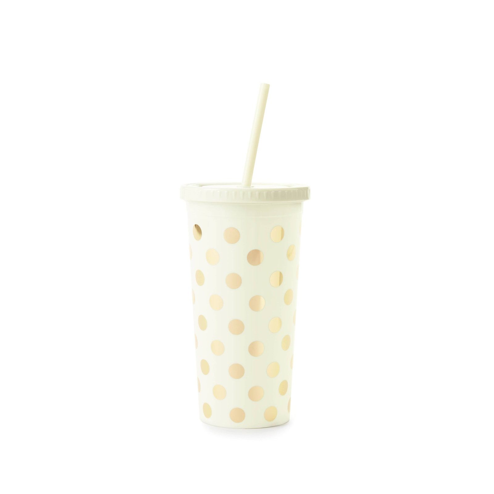 Kate Spade Kate Spade Tumbler With Straw, Gold Dots Size ONE SIZE - 1 Preview