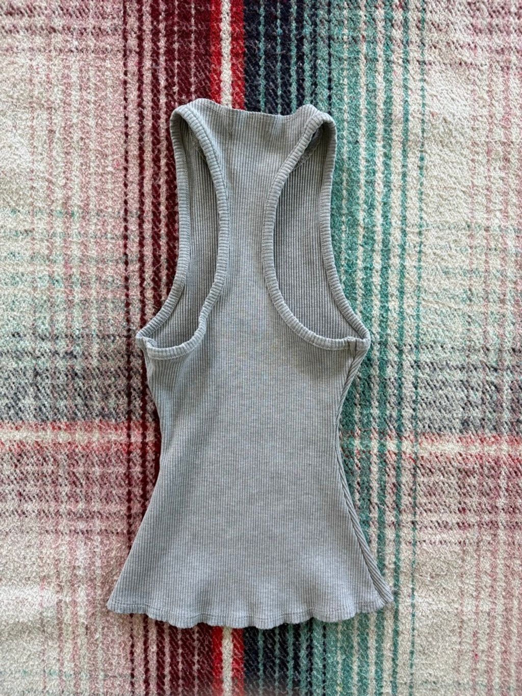Vintage Women's Naked Wardrobe Gray Ribbed Racerback Tank Top XS Size XS / US 0-2 / IT 36-38 - 2 Thumbnail