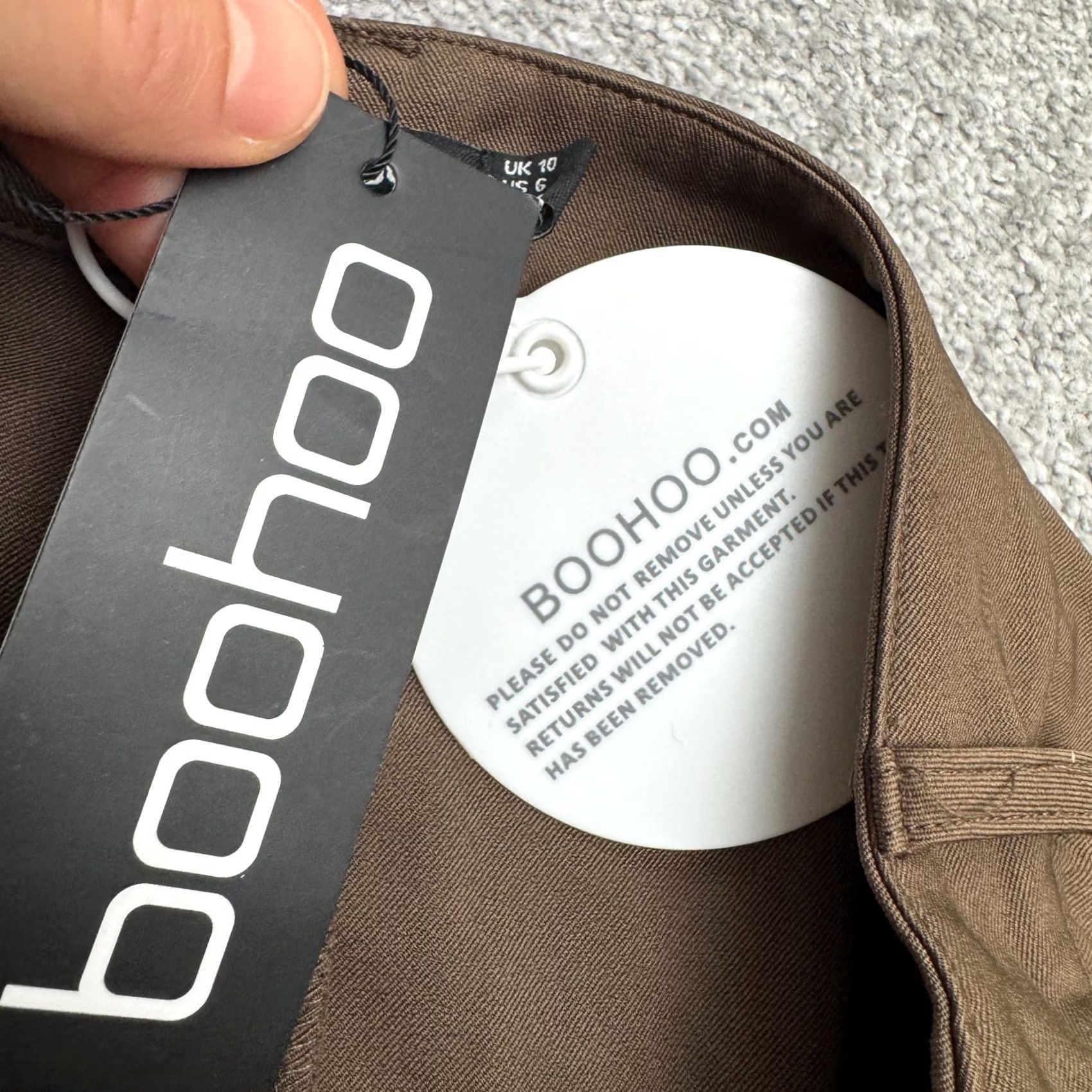 Boohoo Boohoo Woven Trouser Dress Pants Women 6 Brown Tan High Rise Casual Belt Bag NWT Size 28" / US 6 / IT 42 - 7 Thumbnail