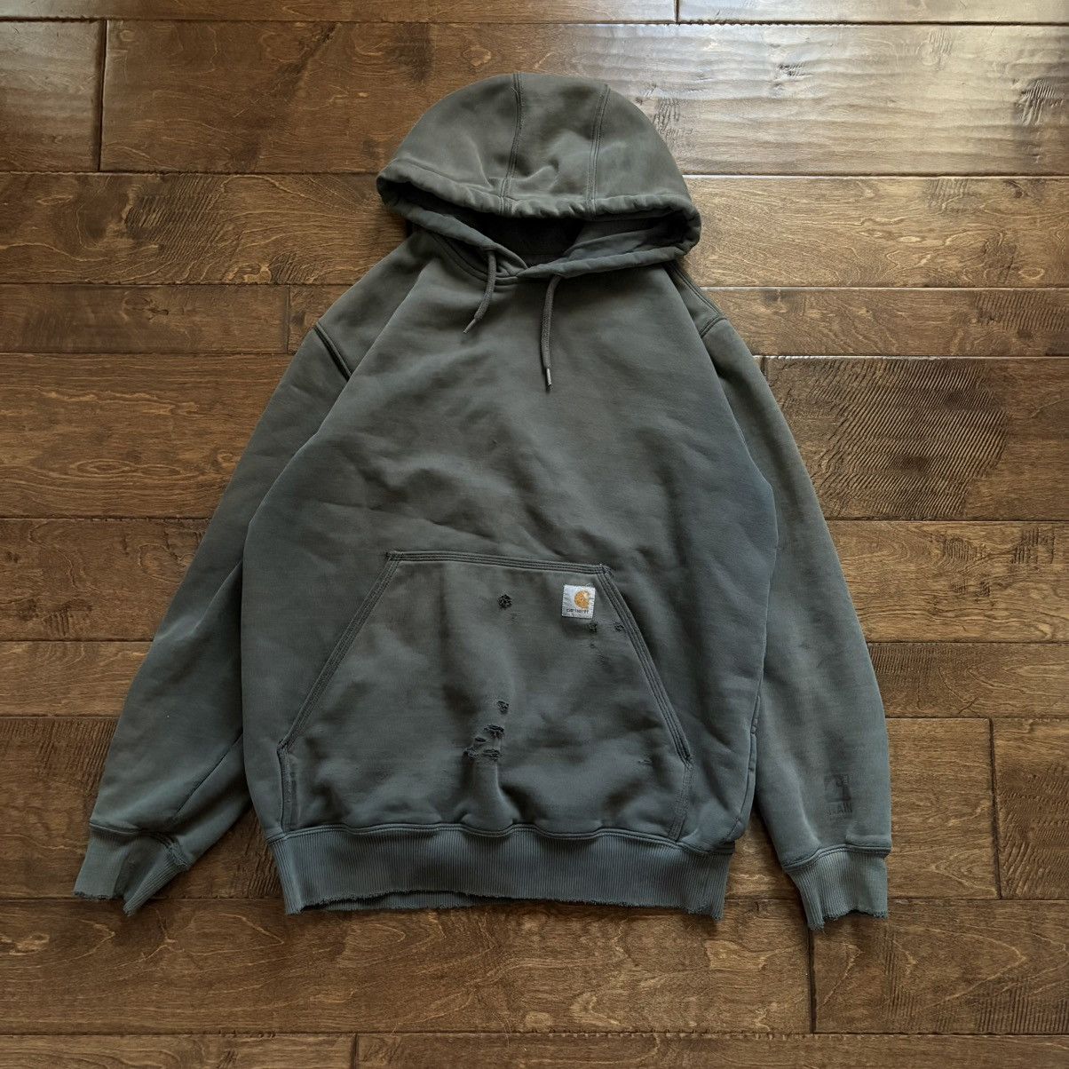 Carhartt × Vintage Vintage Distressed Carhartt Pine Green Hoodie Size US L / EU 52-54 / 3 - 1 Thumbnail