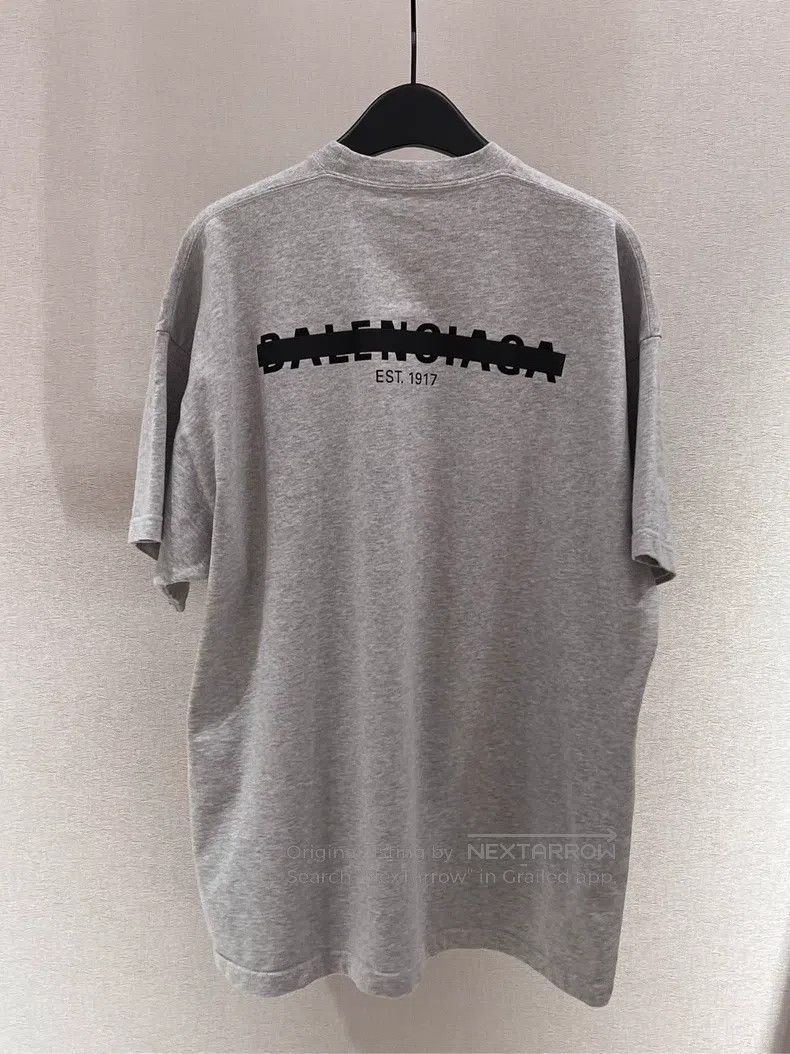 Balenciaga Grey horizontal bar letter logo short-sleeve
