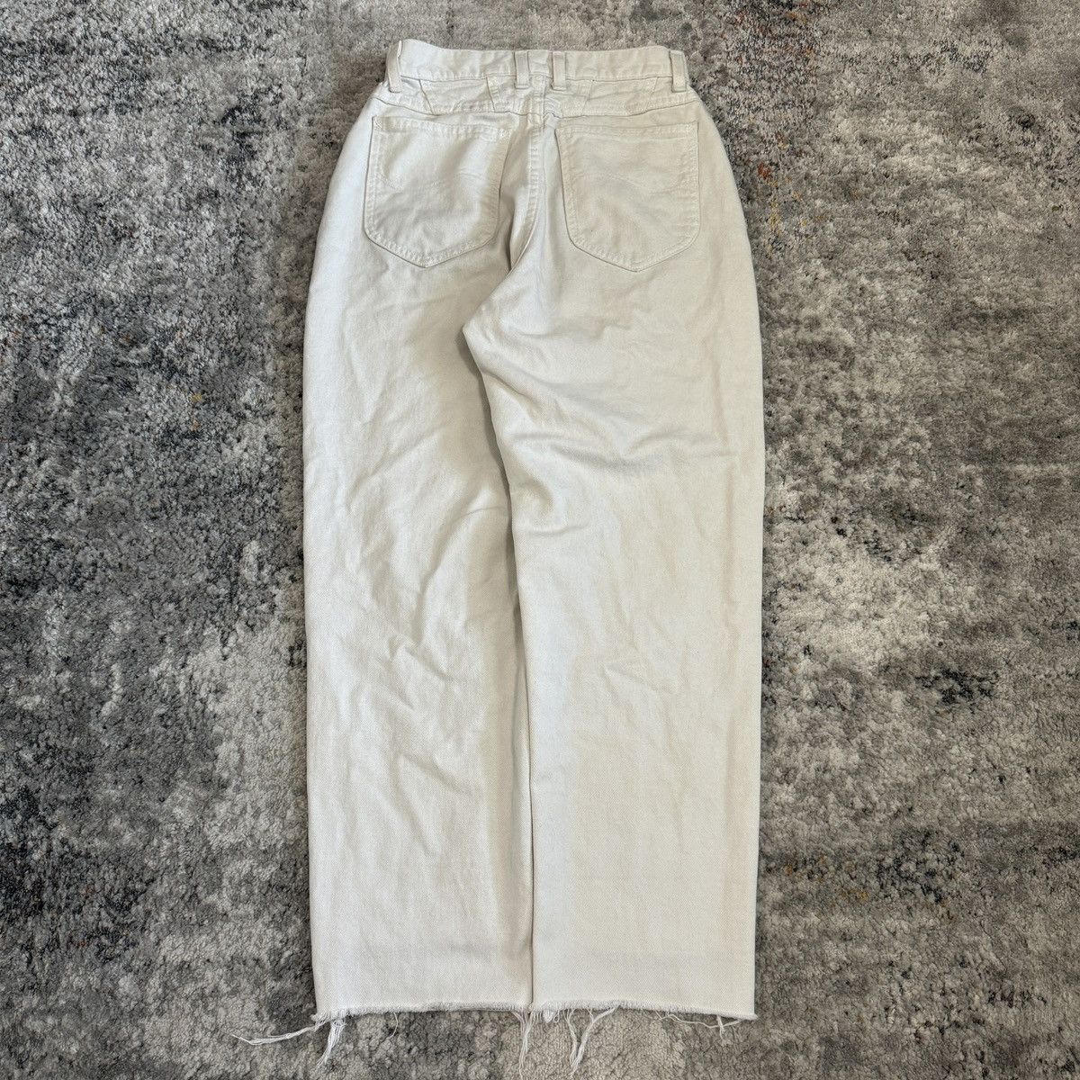 Lee × Vintage Vintage 90s Lee wide leg distressed cream jeans Size 26" / US 2 / IT 38 - 1 Thumbnail