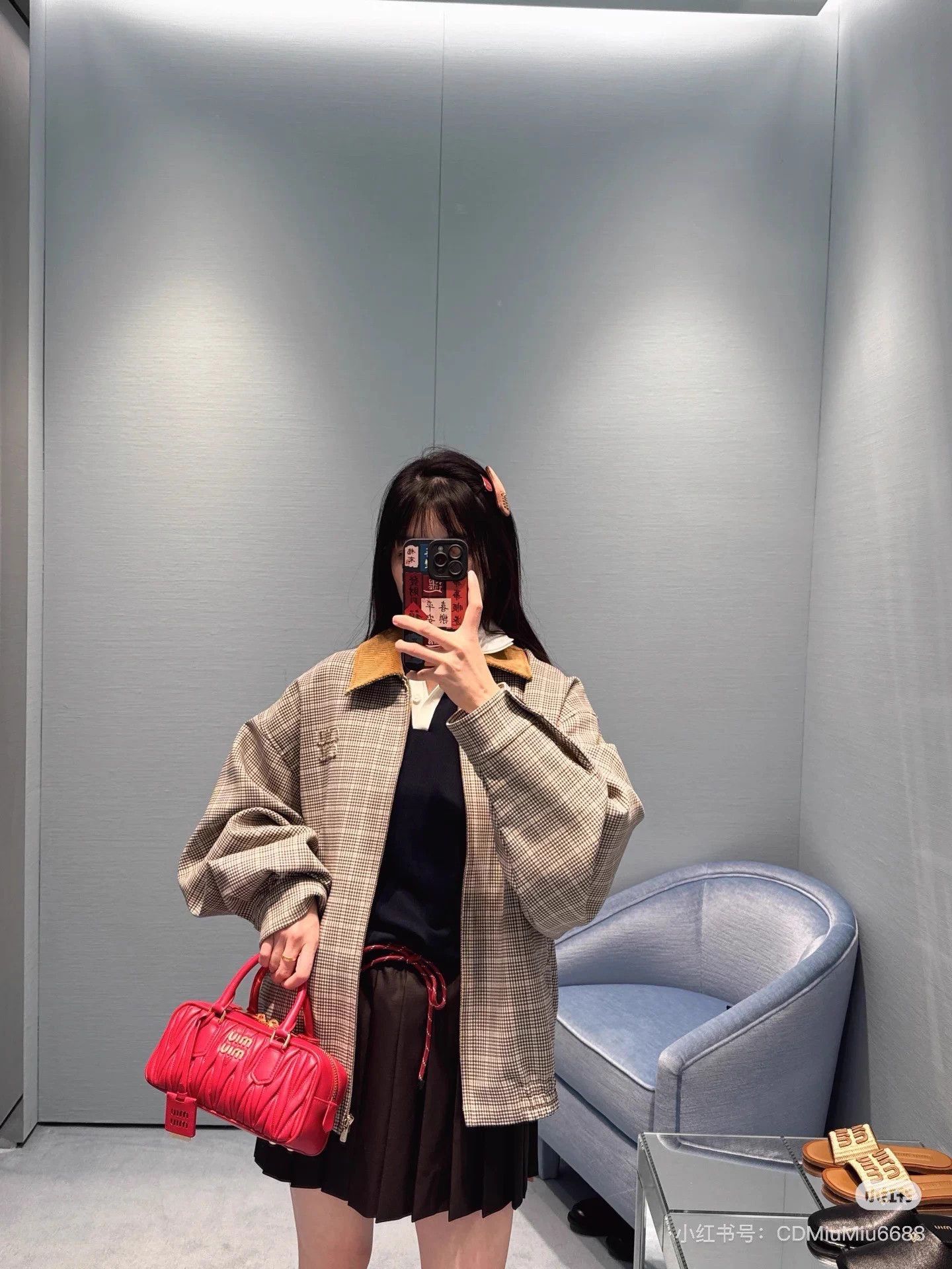Miu Miu MIUMIU Retro Check Lapel Oversized Jkt 36 NWT Size XS / US 0-2 / IT 36-38 - 8 Thumbnail