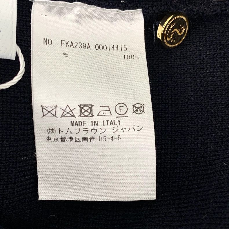 Thom Browne Thom Browne Dark blue wool classic four-bar round-neck long Size US M / EU 48-50 / 2 - 7 Thumbnail