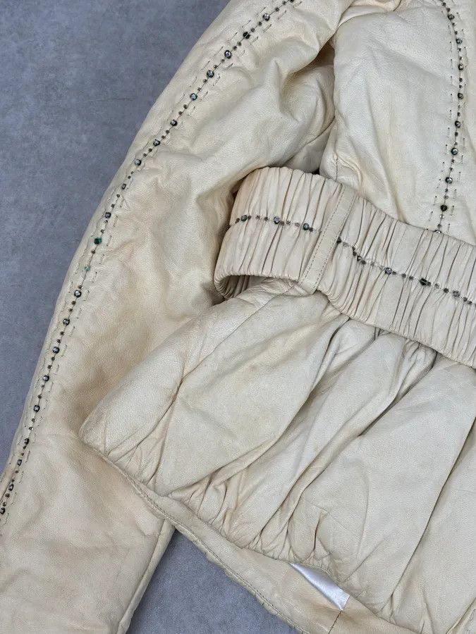 Roberto Cavalli Roberto Cavalli Cream Fur Collar Leather Jacket Size S / US 4 / IT 40 - 12 Thumbnail