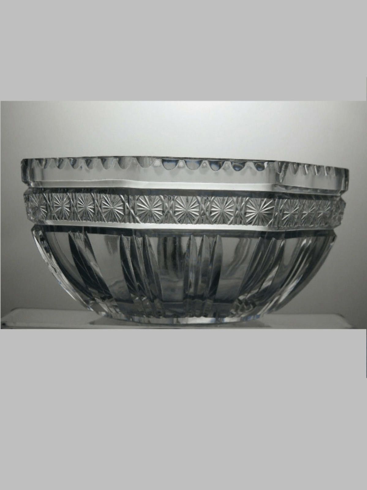 The Unbranded Brand Antique Hobstar Cut Glass Crystal Salad Fruit Serving Bowl Size ONE SIZE - 1 Thumbnail