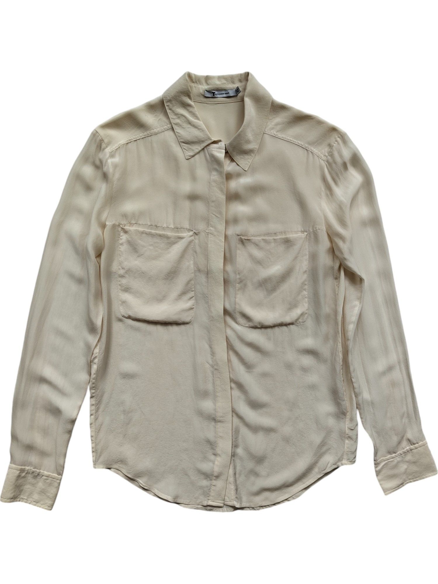 T by Alexander Wang Creme Color Silk Shirt With Sheer Back Size XS / US 0-2 / IT 36-38 - 5 Thumbnail
