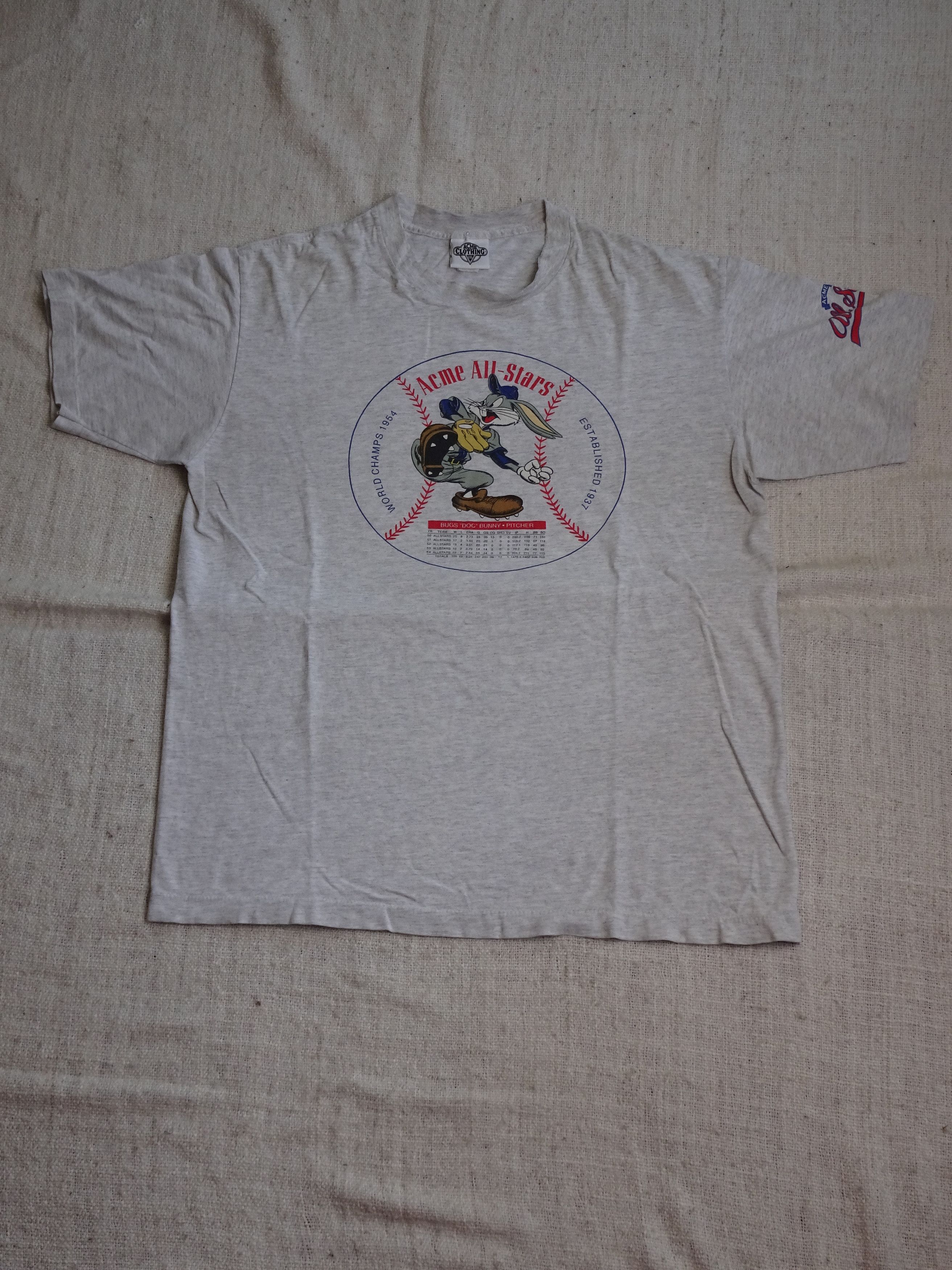 Acme Clothing Vtg '91 Single Stitch Looney Tunes Dodgers Bugs Graphic Tee Size US XL / EU 56 / 4 - 1 Thumbnail