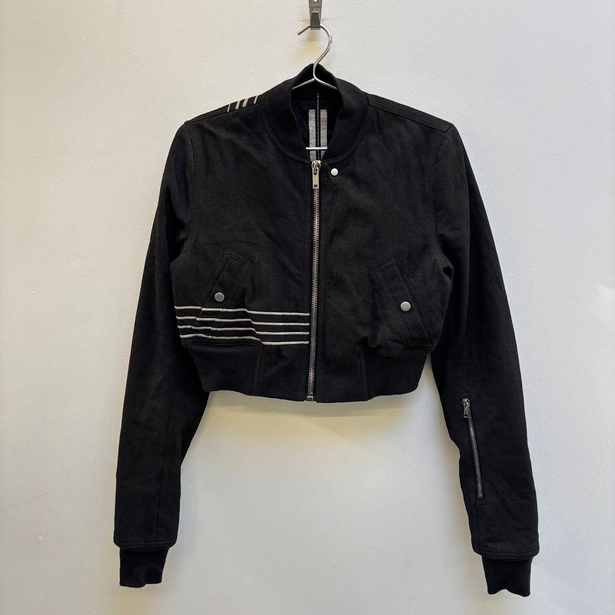 Rick Owens FW17 Rick Owens DRKSHDW Waxed Denim Cropped Bomber Jacket Size L / US 10 / IT 46 - 1 Thumbnail