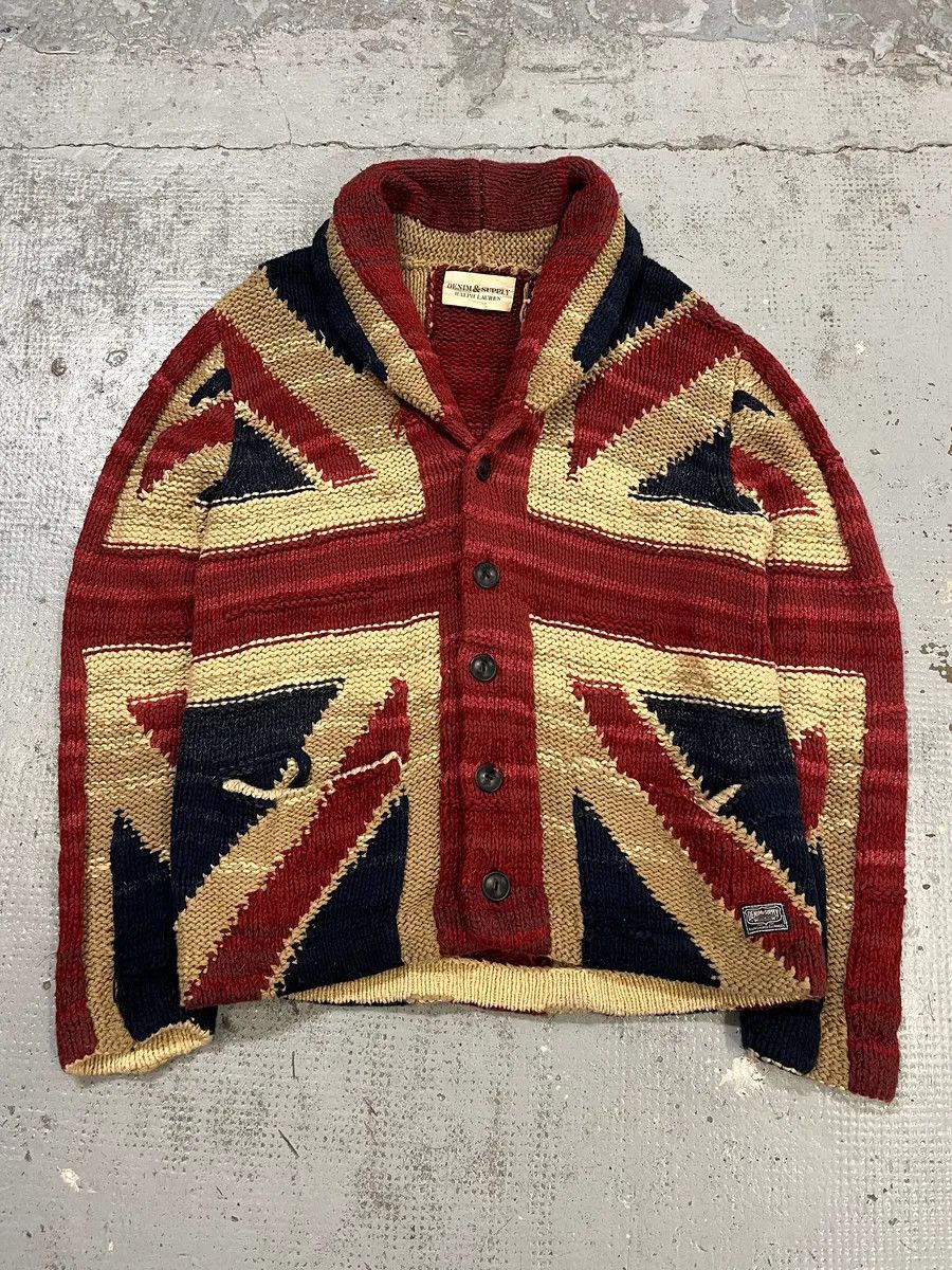 Polo Ralph Lauren 2000s Ralph Lauren Denim & Supply Wool UK Flag Buttoned Cardigan Sweater Size US S / EU 44-46 / 1 - 1 Thumbnail