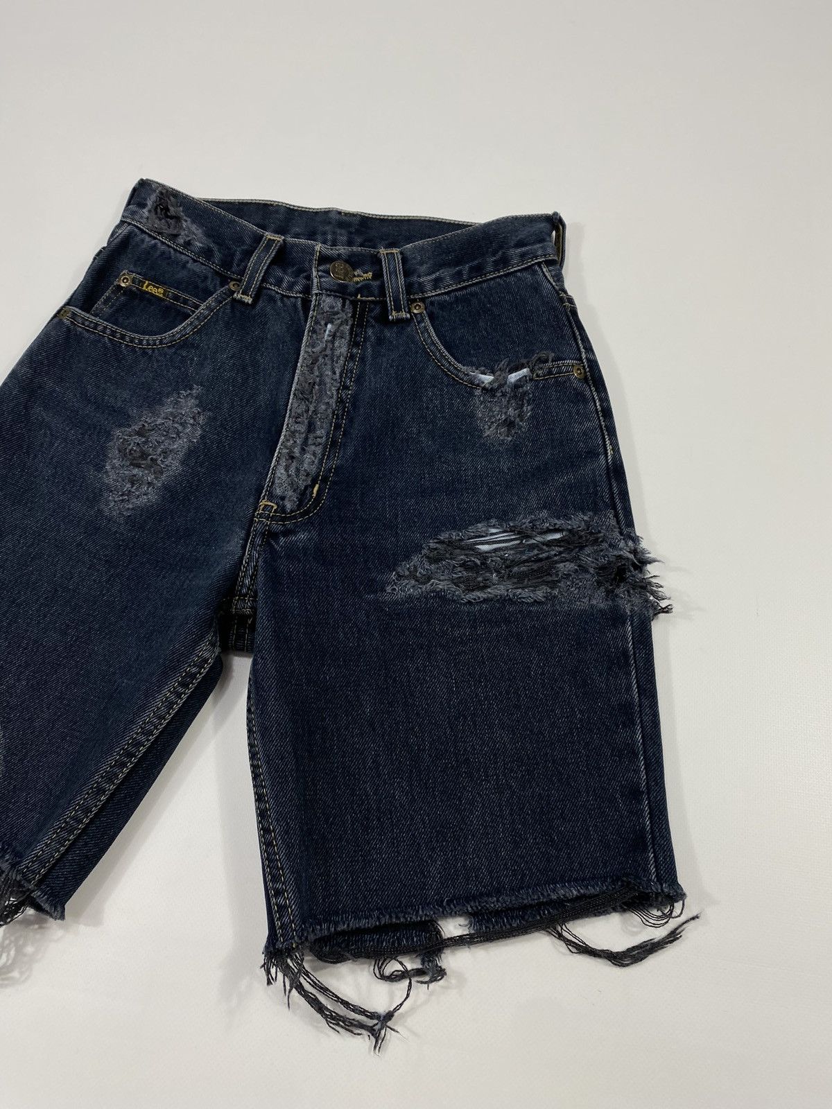 Lee 🔥LASTDROP🔥 Vintage 90s Lee USA Made Distressed Denim Shorts Size 26" / US 2 / IT 38 - 8 Thumbnail