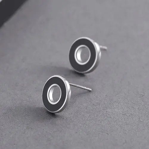 Jewelry × Other Black Round Circle Stud Earrings for Men Women,Punk Hip Hop Size ONE SIZE - 4 Thumbnail