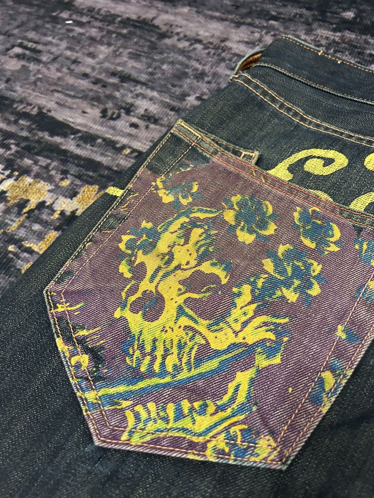 Ed Hardy 2008 Ed Hardy Skull Pocket Back Jeans Size US 38 / EU 54 - 8 Thumbnail