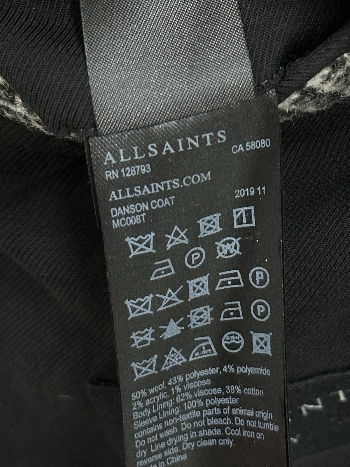 Allsaints Danson Coat Double Breasted Mens size L